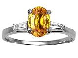 1.18 cts Genuine Yellow Sapphire and Diamond Engagement Ring - 14kt White or Yellow Gold