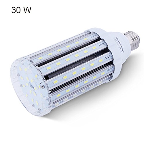 30W 6500K LED Corn Light Bulb for Indoor Outdoor Large Area – E26 3000Lm 110V Day White,for Street Lamp Post Lighting Garage Factory Warehouse High Bay Barn Porch Backyard Garden Super Bright(30W)