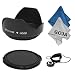 Essential Kit for CANON Rebel (T3i T3 T2 T2i T1i XT XTi XSi XS), CANON EOS (1100D 600D 550D 500D 450D 400D 350D 300D 60D 7D) - Includes: Tulip Flower Lens Hood + Snap-On Lens Cap (w/Cap Keeper) + Premium Goja Microfiber Cleaning Cloth