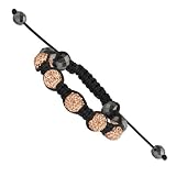 10mm Faceted Hematite Beads & 5 Champagne Crystal Beads Black Cord Shamballa Bracelet