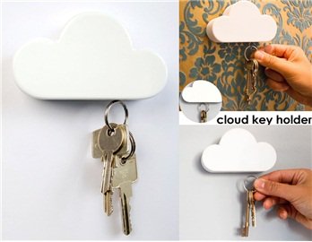Cloud Shaped Magnetic Key Holder (White)