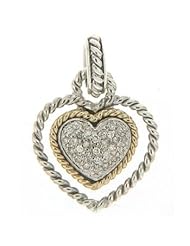 Samuel B. Sterling Silver & 14k Gold Accent Diamond Heart Pendant
