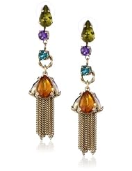 Betsey Johnson "Carnival" Crystal Tassel Drop Earrings