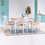 Morrison 5 Piece Rectangular Dining Table with Arrow Back Side Chair in Natural / White