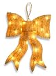 24" Sparkling Gold Lighted Whimsical Sisal Bow Christmas Decoration