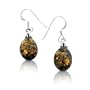 Simple Oval Baltic Amber Sterling Silver Hook Earrings