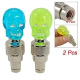 Pair Valve Sealing Cap Flashing LED Blue Light for Car Bicycle Tire