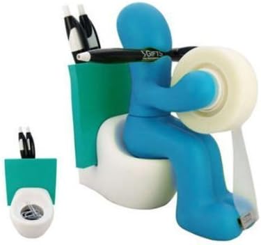 CLL Butt Station Tape Dispenser, Pen &amp; Memo Holder, Paper Clip Storage Blue
