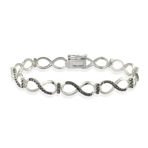 Sterling Silber Schwarzer Diamant Akzent Unendlich Link Armband