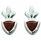 2.00 Ct.T.W. Genuine Trillion Cut Garnet in Pure Sterling Silver Earrings