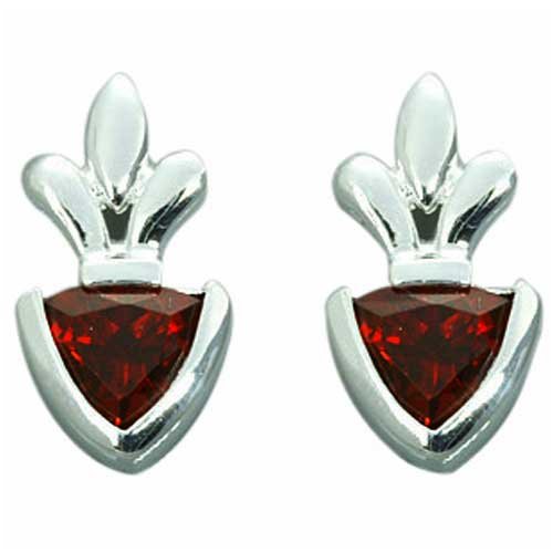 2.00 Ct.T.W. Genuine Trillion Cut Garnet in Pure Sterling Silver Earrings