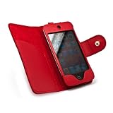 Designer Leather Red Wallet Soft Hard Snap Close Case for Apple iTouch 4 Protection Case for Apple iPod Touch 4th generation ( 16gb , 32 gb ) + Screen Protector + Live * Laugh * Love Vangoddy Wrist Band!!!