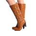 *sale*womens Tan Buckled Knee High Heel Boots Sizes 3-8