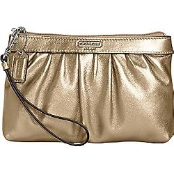Coach Leah Leather Wristlet Cosmetic Case Bag Gold