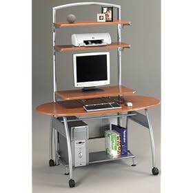 Computer Workcenter with Mobile Desk in Medium Cherry - Mayline Office Furniture by Computer Workcenters