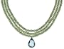 14k Yellow Gold Faceted Peridot Necklace with Blue Topaz Pendant, 17-18"