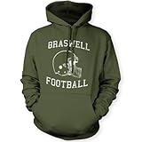 Distressed Braswell Football Unisex Hooded Sweatshirt, Army, S