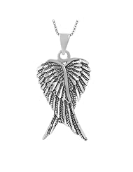 Sterling Silver Oxidized Angel Wings Necklace