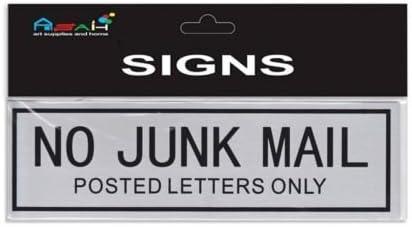 No Junk Mail Sign Brushed Steel Silver / Black 20X6Cm Mq-275
