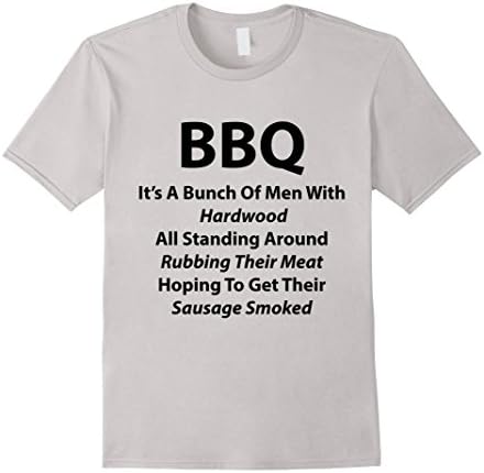 Men's Funny BBQ Bar-B-Que Shirt Large Silver