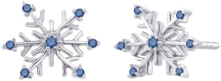 KATARINA 0.12 cttw Blue Diamond Snowflake Earrings in Gold or Silver