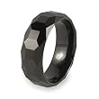 Polished Faceted Black Plated Tungsten Carbide Ring (8.0mm) - Sizes 8 - 13