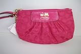 Coach Fuchsia Pink Signature Madison OP Art Lg Wristlet Clutch Bag
