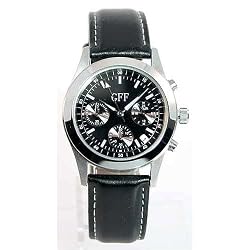 GFF Men's Stainless-Steel Silver-tone Chronograph Watch with Leather Strap. Model: GFF-0476