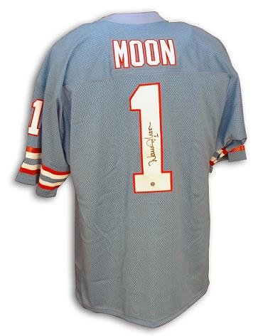 Warren Moon Hand Signed Oilers Throwback Baby Blue Jersey