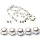 AugustinaJewelry AAA Quality 3-Piece Round 6.5-7mm White Akoya SaltWater Cultured Pearl Necklace & Bracelet & Earrings