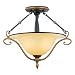 Quoizel EY1720SE Emily 15-Inch Jumbo Semi Flush Mount with Amber Art Glass with Black...