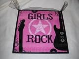 Pink Black Girls Rock Wooden Wall Art Sign Teen Bedroom Decor Music