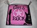 Pink Black Girls Rock Wooden Wall Art Sign Teen Bedroom Decor Music