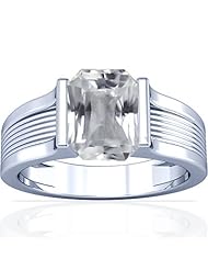 Platinum Emerald Cut White Sapphire Solitaire Ring