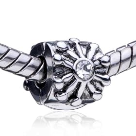 White Green Diagonal Stripe Beads - Pandora Bead & Bracelet Compatible