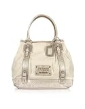 Guess - Guess Groupie - Signature Fabric and Croc Eco-Leather Tote Bag Cream