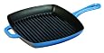 Lodge Color Enamel Cast Iron 10 inch Square Grill Pan, Caribbean Blue