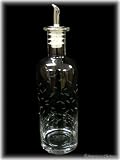 Etched Glass Olive Oil Vinegar Bottle Drizzler Cruet
