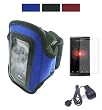 Microsoft Zune HD Armband with Armlength 10.5 Inch and 14.6 Inch + Screen Protector + Zune HD Wall Charger(3 colors available) (14.6", Blue)
