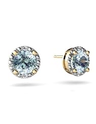 Genuine Aquamarine 14kt Yellow Gold Earrings