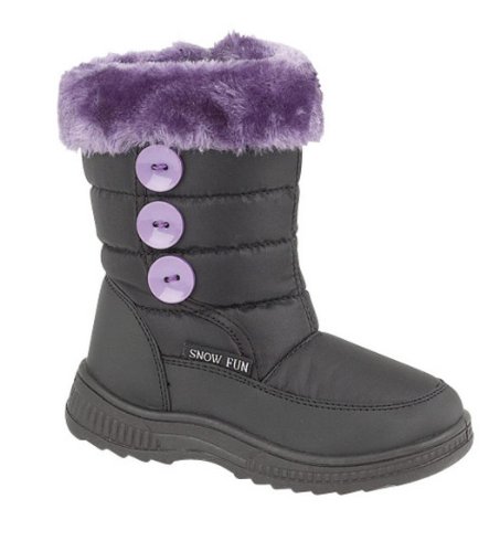 Girls Fleece Lined Snow Boots Size UK 10 Eu 28 Black & Lilac