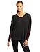 Hknb Heidi Klum For New Balance Women's Oversized Long Sleeve V-Neck Thermal Top with Color Block, Charcoal/Bordeaux, Medium