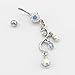 New Fashion 14G Multi-color 5 CZ Gems Long Round Leaf Dangle Navel Ring Belly Bar Button
