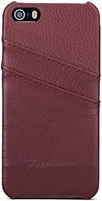 Hwisdom Iphone 5 5s 5c Case Premium Genuine Leather Wallet Case with Credit Card Id Holders for Iphone 5 5s 5c (Iphone 5 5s 5c -Brown)