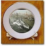 World War II American Battleship on the Hudson River New York City - 8 Inch Porcelain Plate