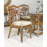 41e7j7inHdL. SL160  Cancun Palm Indoor Rattan Side Chair in TC Antique Finish Fabric: Palm Patch Champagne