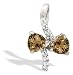 14K White Gold Genuine Heart Smoky Quartz and Diamond Pendant