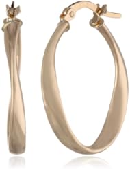 Duragold 14k Yellow Gold Polished Twisted Oval Hoop Earrings