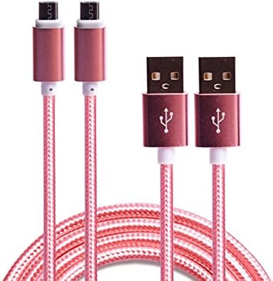 Micro Cable, Weiup Premium [2-Pack] 6FT Nylon Fabric Braided High Speed USB 2.0 A Male to Micro B Charge Cables for Samsung Galaxy S6/S7, HTC, Motorola, Sony, LG and More Android Devices, Rose Gold