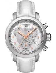 Tissot PRC200 Chronograph Silver Dial White Leather Ladies Watch T0552171603201